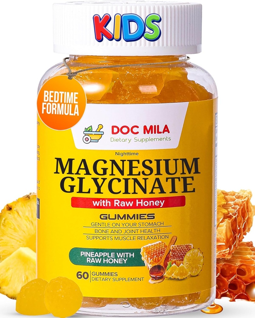 Magnesium Glycinate Gummies 100 mg til børn og Adults- Bedtime Formel, dyb rolig søvn supplement - Glicinato de Magnesio