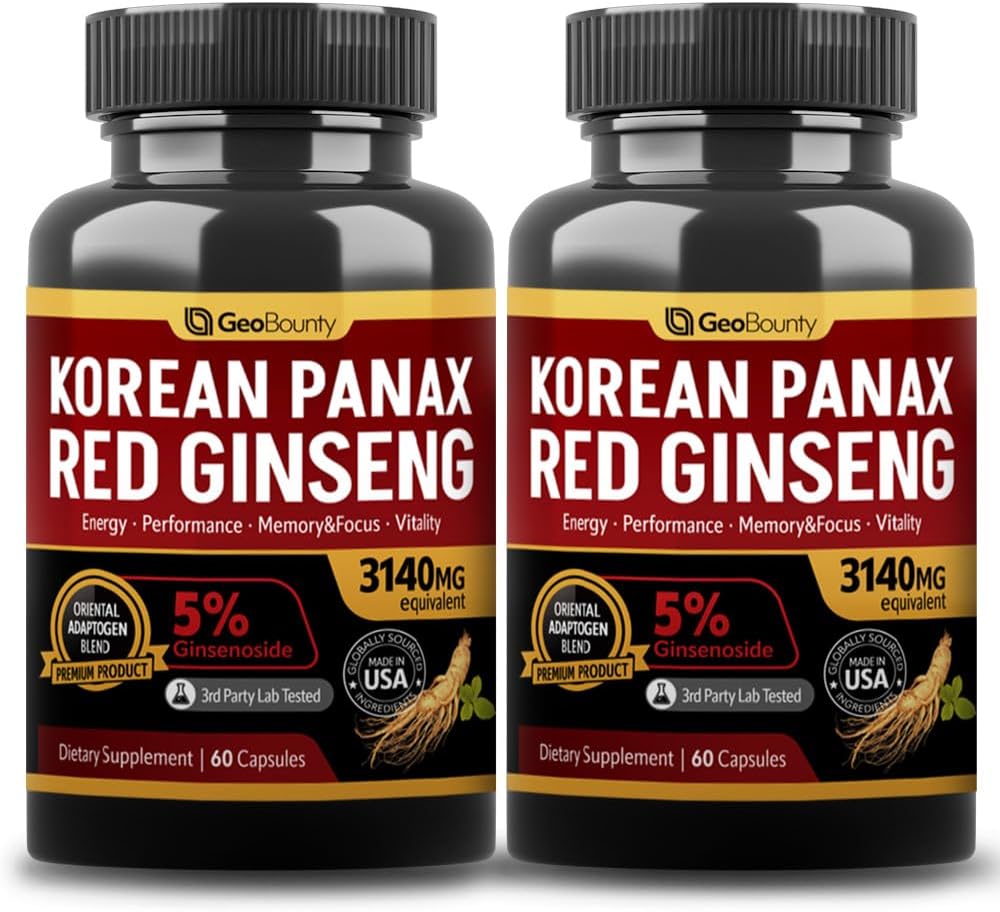 Koreansk rød Panax Ginseng Kapsel 2 Pack, Panax Ginseng Kosttilskud, 2 Value Pack 3140mg (Ginsenosid 5%)