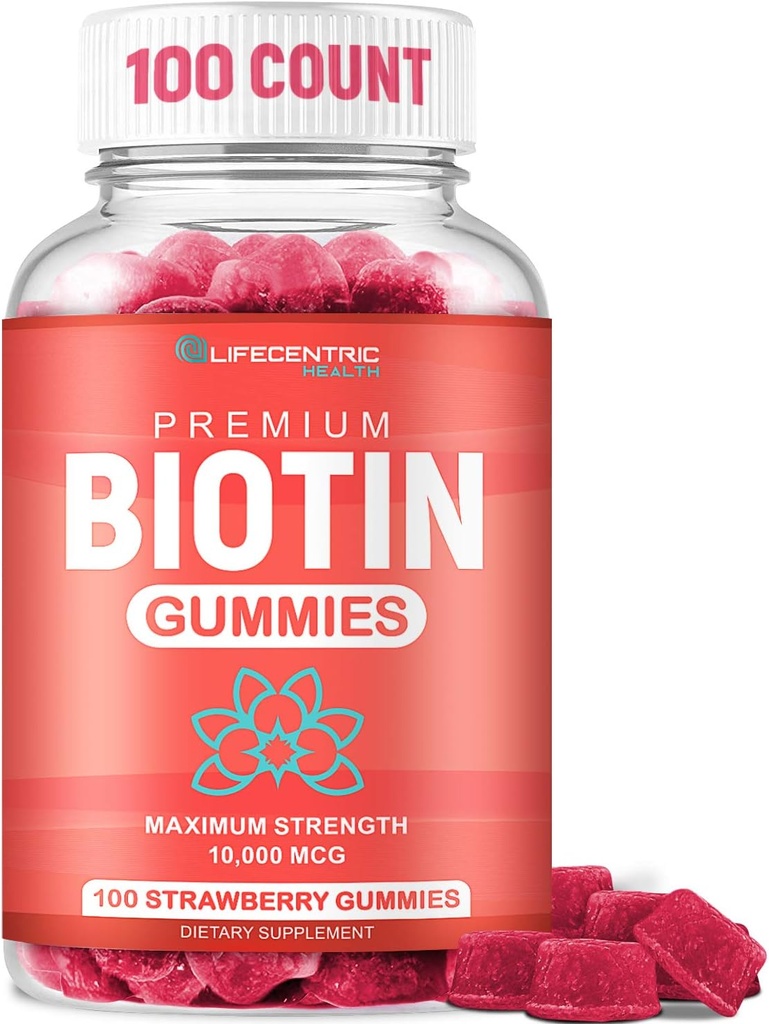 Biotin Gummies for Hår Growth 124; Max Strength Biotin 10000mcg Prevents Thinning and Loss