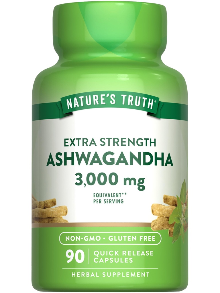 Nature 's Truth Ashwagandha Capsules ttesmå 124; 3000mg ttesmå 124; 90 Greve 124; Extra Strength ttesmå 124; med Black Pepper ttesmå 124; Non- GMO & Gluten Free Supplement