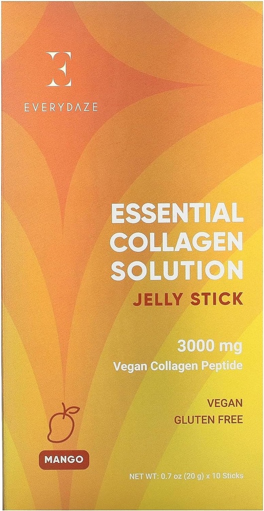 EveryDAZE Essential Collagen Solution Jelly Stick Note 124; Vegan Collagen Peptide Note 124; Mango Note 124; 10 Pakker Note 124; Hår, Hud, Nails, Skønhed, Knoglepiller 124; Vitamin, Mineraler, Antioxidanter til Mænd & Kvinder
