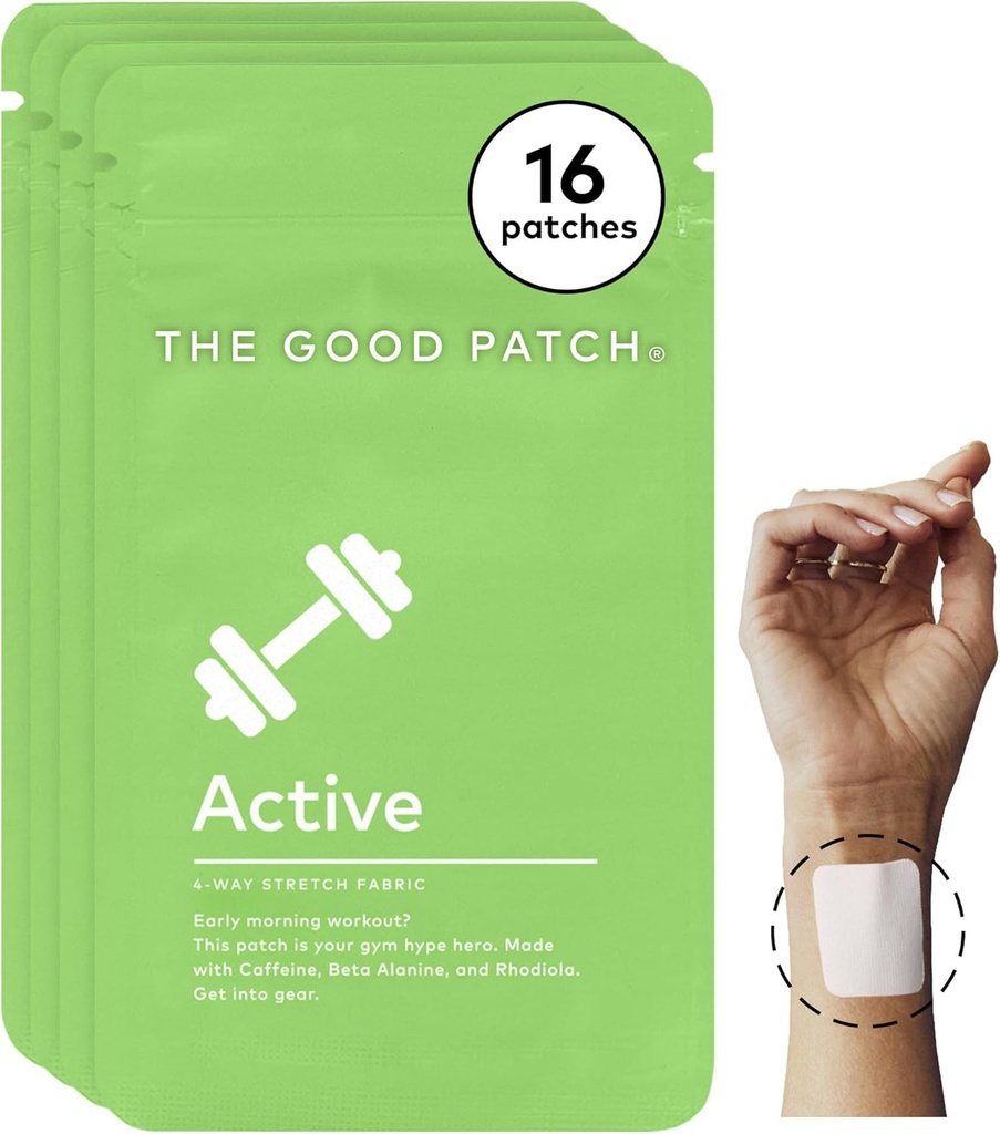 Den gode Patch Aktiv Patch, Energistøtte, Naturlig Patch med Koffein, Beta Alanine, Rhodiola, Plant drevet Wearable Wellness, Vedvarende udgivelse (16 Total Patches)
