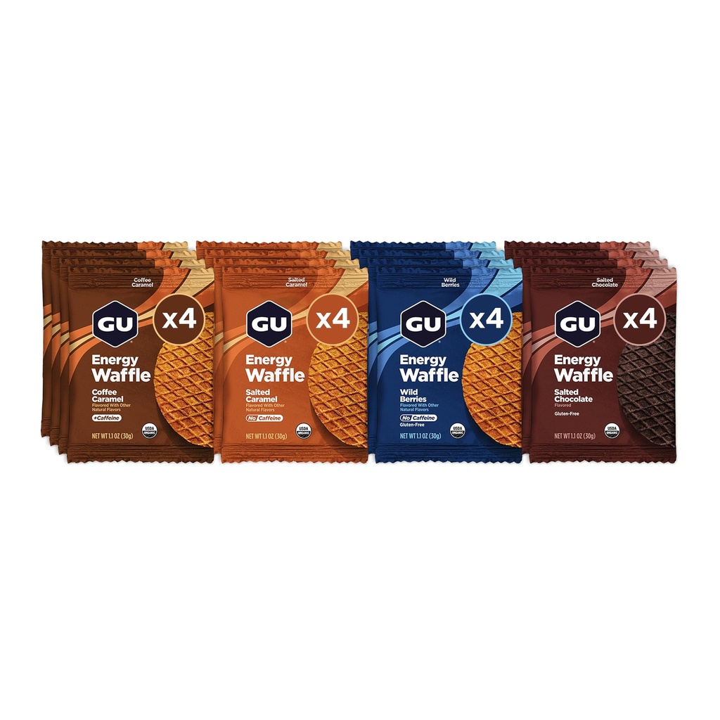 GU Energy Stroopwafel Variety Pack Sport Nutrition Waffle, Koffein inkluderet, og Kosher Dairy, On- The- Go Energy for enhver træning, 16 Greve