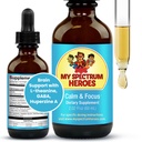 Min Spectrum Heroes Rolig & Focus Supplement Drops - Brain Support med L-theanin, GABA, Huperzine A - Forbedre fokus for børn eller voksne - Boost koncentration for børn & Teens - 2.02 FL oz. (60 ml)