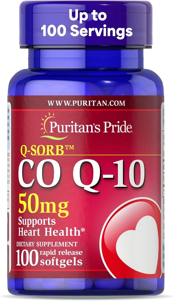 Puritan 's Pride Coenzym CoQ10 50mg, Kosttilskud til hjerte sundhed, blodtryk, oral gumme sundhed, og sund aldring support, 100 Servere, hurtig frigivelse Softgels