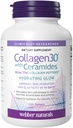 Webber Naturals Collagen30 med Ceramider, Bioactive Collagen Peptider, 120 tabletter, Hydrating Glow, Hjælper Forbedre Skin Hydration, Elasticitet & Smoothness, Ikke GMO, Dairy & Gluten Free
