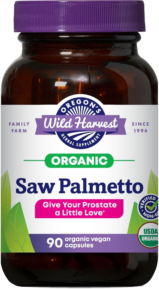 Oregon 's Wild Harvest Organic Saw Palmetto Pygeum Herbal supplement i Vegan Kapsler - 90 Greve