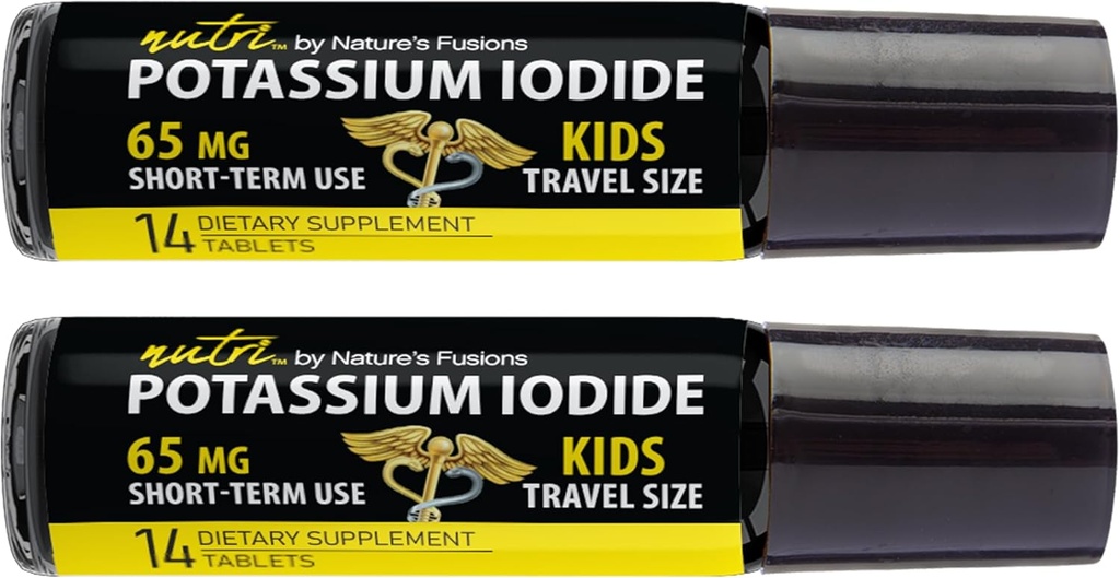 (2 Pack) Nutri Kalium IOdide Tablets 65 mg - Kids Travel Size 14 Tablets Kalium IOdide Pills - Kalium Jod Tablets 65 mg - YODO Naciente Ki Pills (28 tabletter)