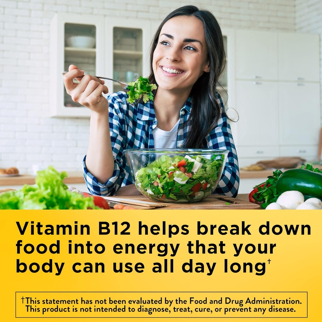 Nature Made Energy B12 1000 mcg, Kosttilskud til energistofskiftestøtte, 150 gummies, 75 dages forsyning (pakke med 2)