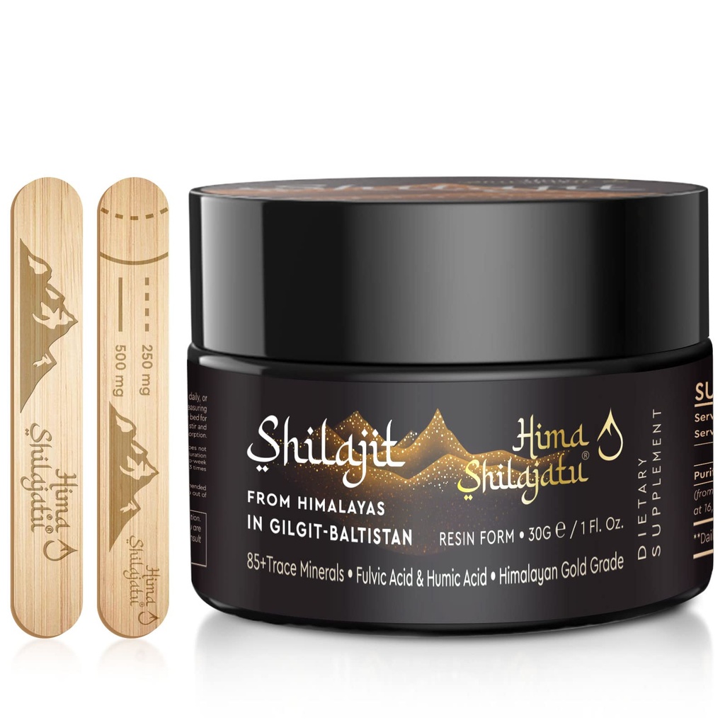 Shilajit Pure Himalayan Organic Shilajit Resin - Gold Grade 100% Renhed Shilajit med Fulvic Acid & 85 + Spormineraler Complex for Energy & Immune Support, 30 Bedste (2 Måneders Tilgang)