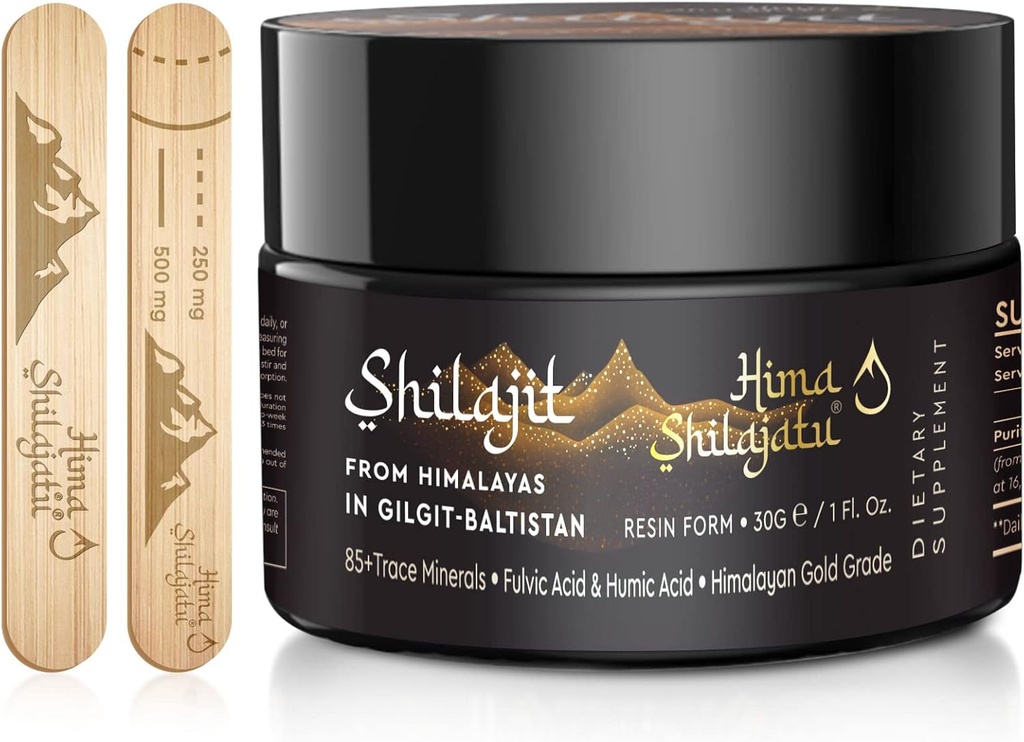 Shilajit Pure Himalayan Organic Shilajit Resin - Gold Grade 100% Renhed Shilajit med Fulvic Acid & 85 + Spormineraler Complex for Energy & Immune Support, 30 Bedste (2 Måneders Tilgang)