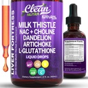 Clean Nutracatives Milk Thistle NAC Lever Cleanse Detox & Repair Supplement Liver Support Liquid Drops med Mælkebøtte Extract, Artiskoke, Chanca Piedra, Cholin, L- Glutathione, Burdock, Schisandra