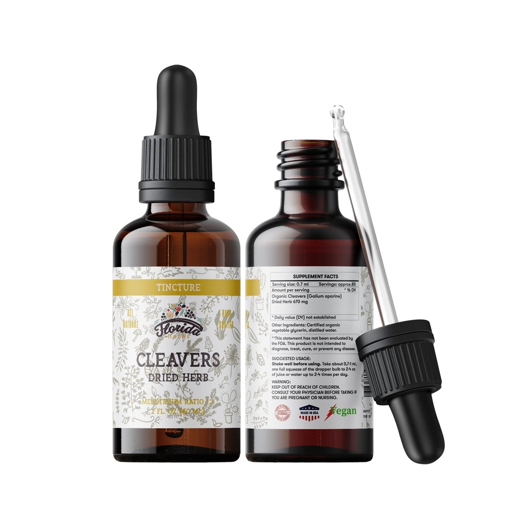 Cleavers Tinktur, Organic Cleavers Extract, Cleavers Drops (Galium aparine) Tørret urt
