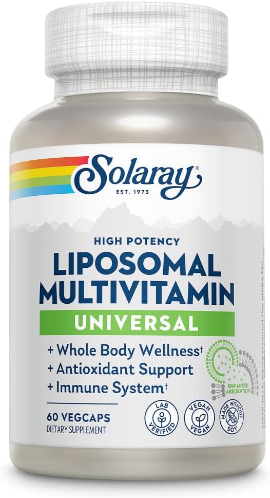 SOLARAY Liposomal Multivitamin til mænd og kvinder, høj potens, Forbedret Absorption C-vitamin, D-vitamin, biotin, methyl B- 12, odor Neutral & Gentle fordøjelse, 30 Servering, 60 VegCaps