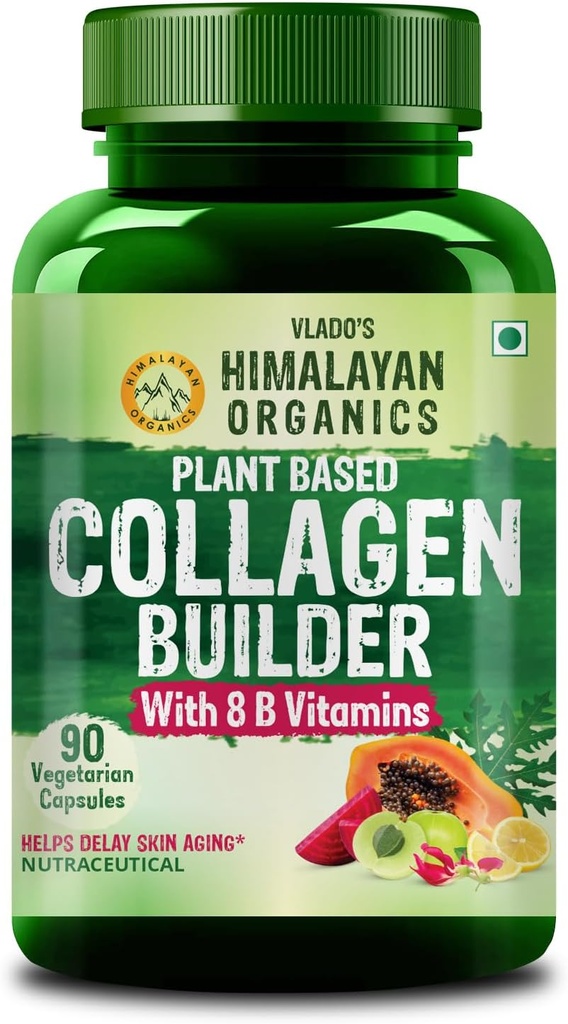 Himalaya Organics Organic Collagen Builder til hår og hud med biotin og C-vitamin 90 Veg kapsler