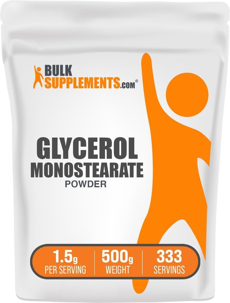 BulkSupplements.com Glycerol Monostearate Powder - Glycerol Supplement, GMS Powder - Unflavored, Food Grade & Gluten Free, 1,5 g per Serving, 500g (1.1 lbs) (Pack of 1)