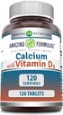 Amazing Formulas Calcium med vitamin D3 Supplement • 124; tabletter • 124; Non- GMO • 124; Gluten- fri • 124; Fremstillet i USA (1 pakke • 124; 120 Tæl)