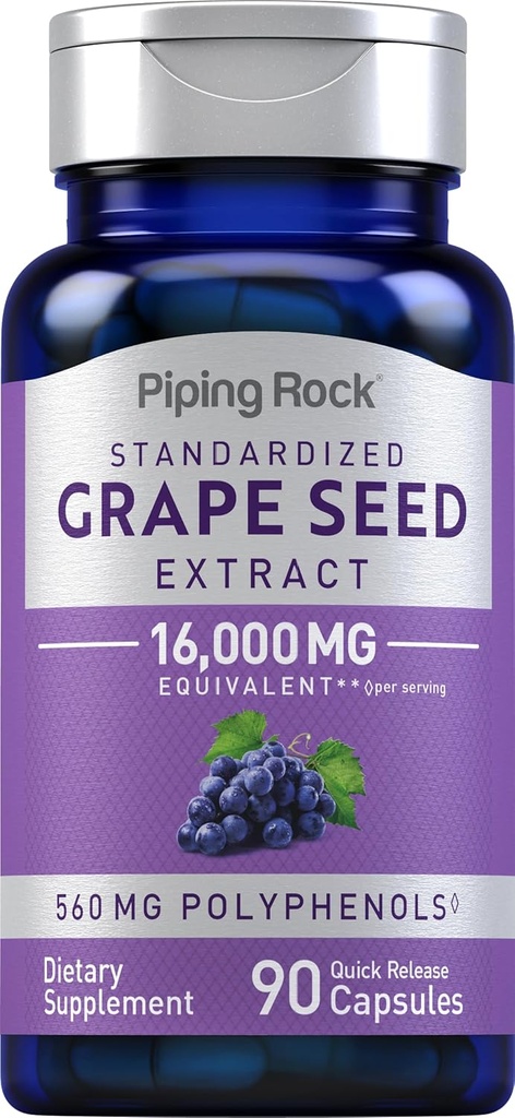 Piping Rock Grape Seed Extract Kapsler 124; 16,000mg