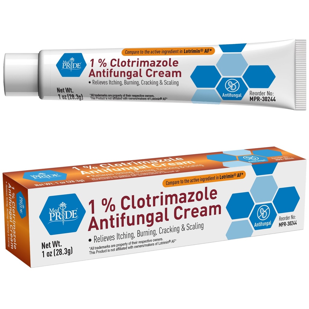 MED PRIDE 1% clotrimazol Antifungal Cream 1oz- svamp hudpleje Behandling med - Jock Itch Body Salve - Rights Infektion, Sweat Udslæt, Atleter Foot, Ringorm & Relieves Kløe, Burning