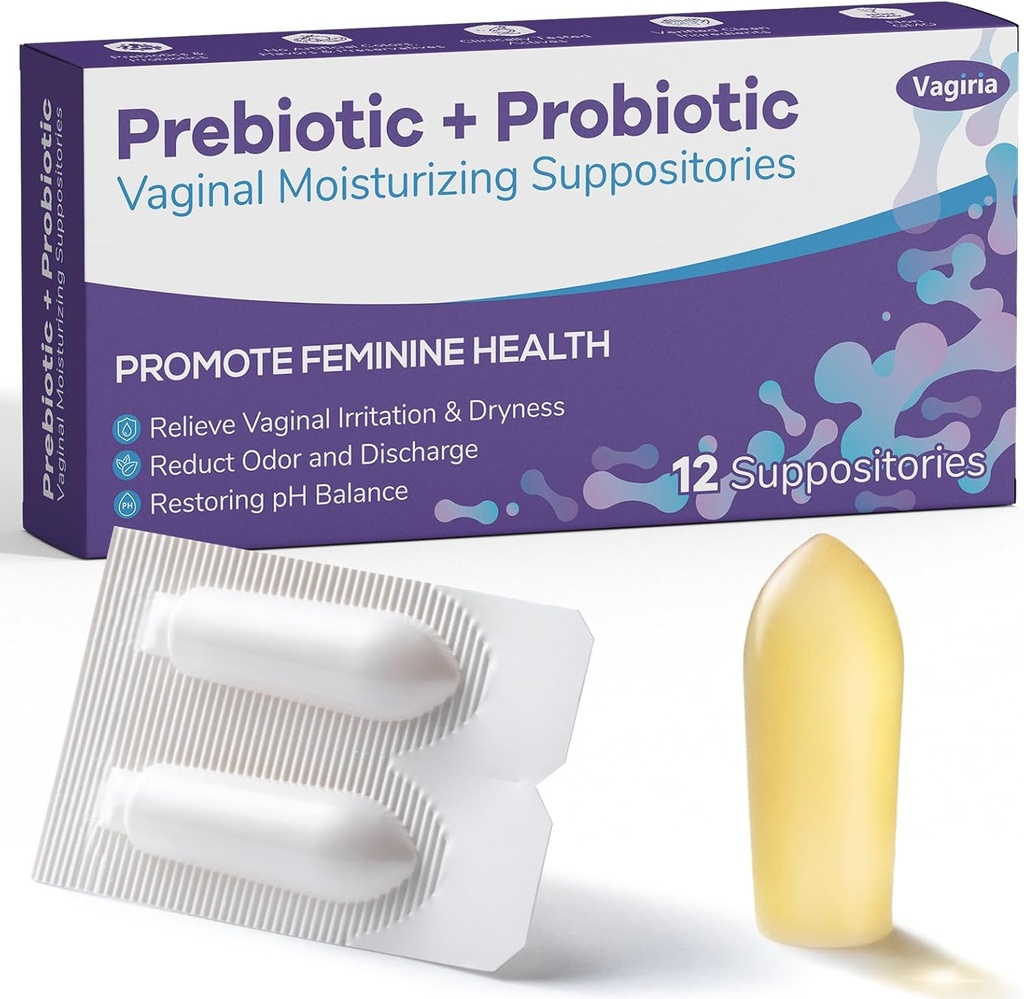 Vaginal Probiotiske suppositorier, Prebiotic Infunderes med Hyaluronsyre, Tea Tree, og C & E-vitamin, pH Balance Support Formula Fights Tørhed, Lugt og ubehag, Gendanne Feminin Sundhed (12 tællinger)