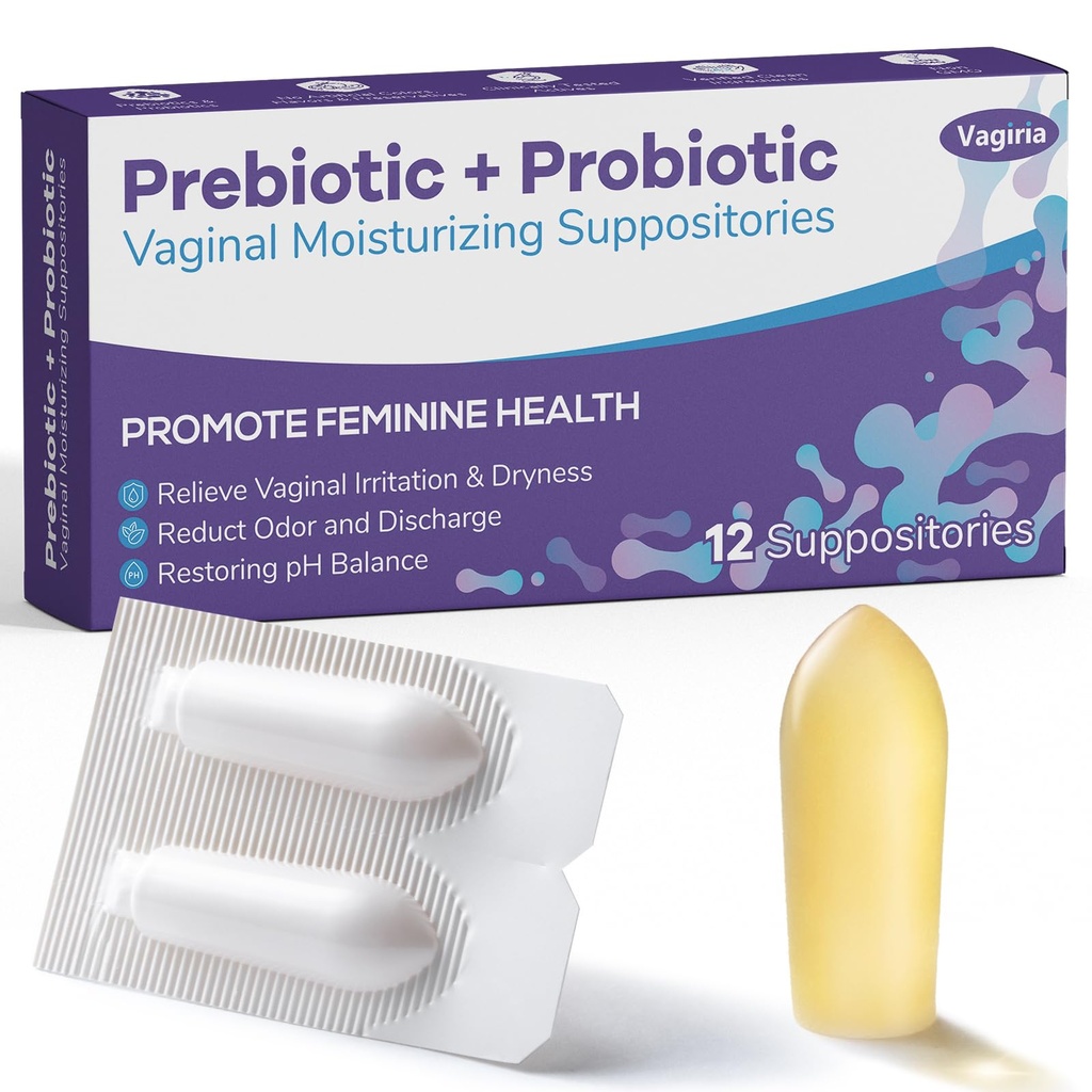 Vaginal Probiotiske suppositorier, Prebiotic Infunderes med Hyaluronsyre, Tea Tree, og C & E-vitamin, pH Balance Support Formula Fights Tørhed, Lugt og ubehag, Gendanne Feminin Sundhed (12 tællinger)