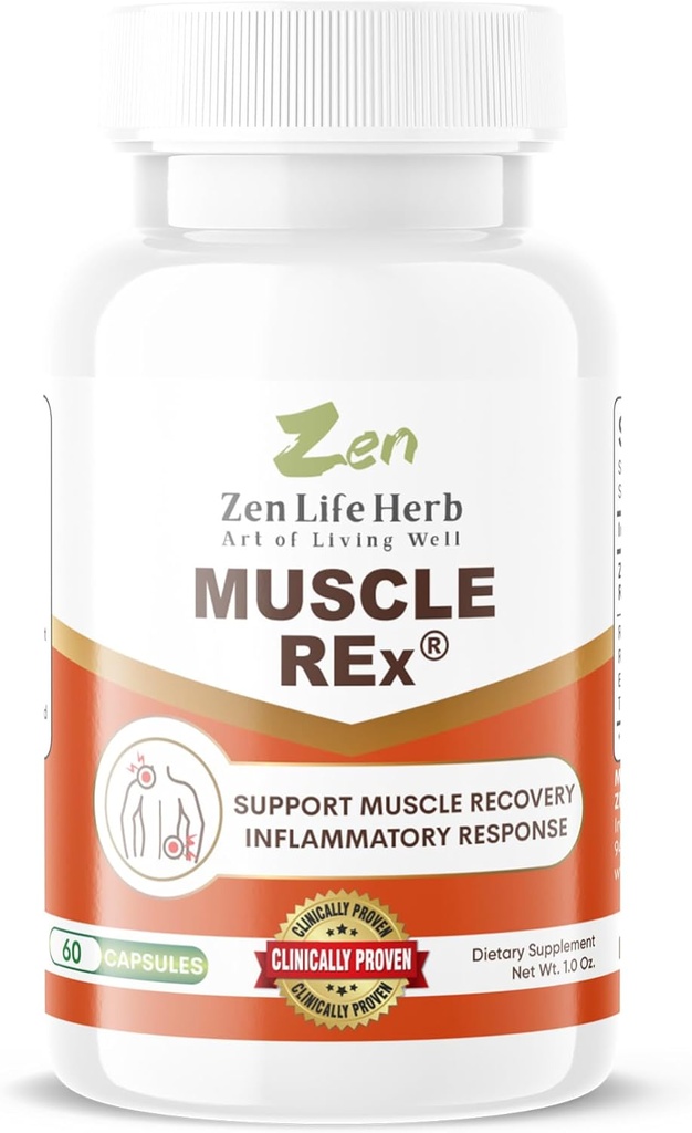 ZEN Life HERB Muscle Rex - Fælles, muskel & nerve support - Slap af Aches & kronisk discomfort Plant- baseret supplement (60 kapsler)