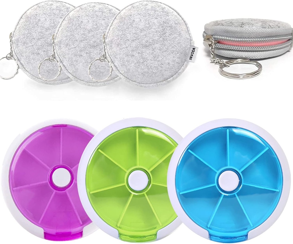 3PCS Pill Organizer rejse pill sag for purse transportabel medicin tilfælde små uger pill boks til vitaminer / fiskeolie / piller / kosttilskud (3PCS + 3Bag)