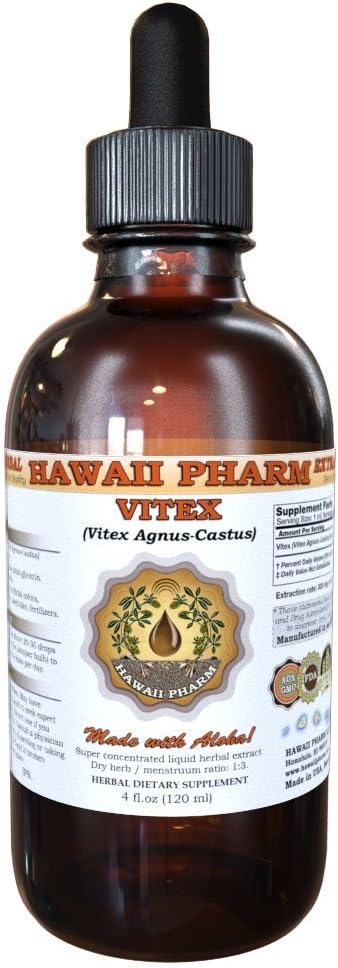 Vitex Liquid Extract, Organic Vitex (Vitex Agnus- Castus) Tinktur, Urtetilskud, Hawaii Pharm, Lavet i USA, 2 fl.oz