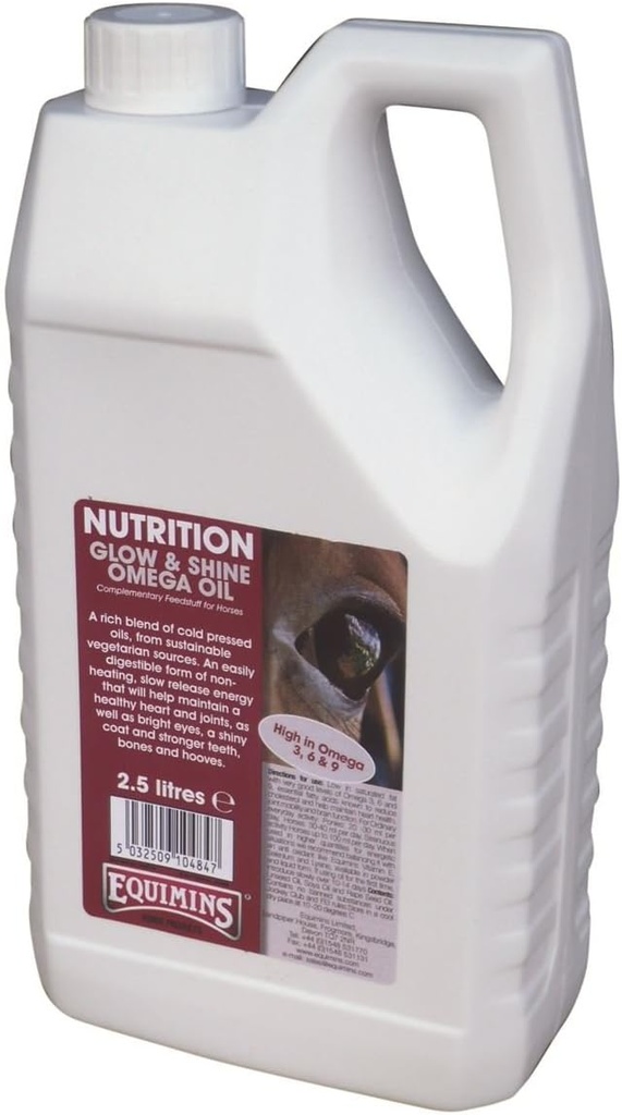 Glow and Shine Omega Oil, Equimin, Horse Nutrition and Supplements, 2.5L