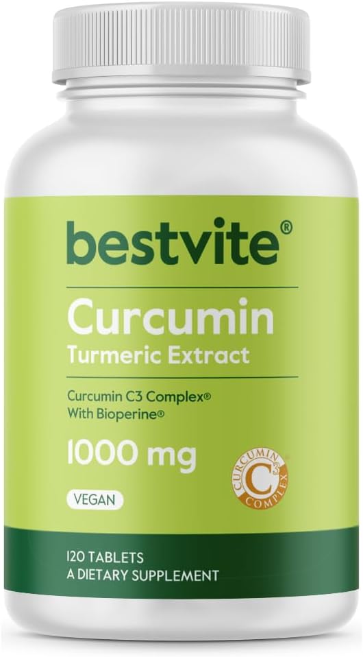 Curcumin 1000mg (gurkemeje) (120 tabletter) Lavet med Curcumin C3 Complex & Bioperine - Standardiseret til 95% Curcuminoids - Vegan