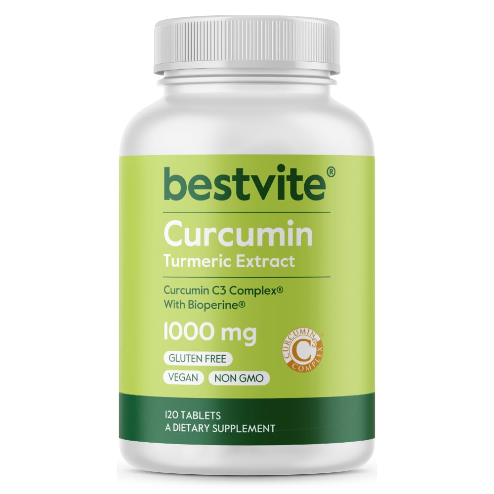 Curcumin 1000mg (gurkemeje) (120 tabletter) Lavet med Curcumin C3 Complex & Bioperine - Standardiseret til 95% Curcuminoids - Vegan