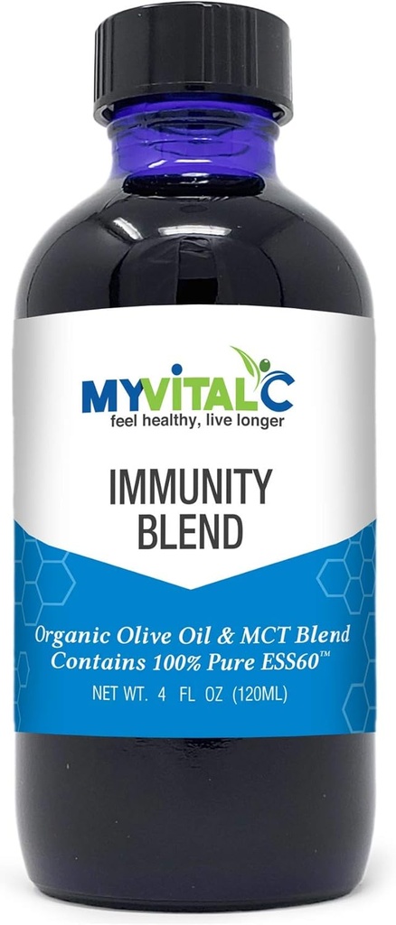 MyVitalC Immunity Blend in Organic Extra Virgin Olive Oil & MCT Blend Supplement 120 ML - Pure ESS60 for Nootrop - Focus - Sleep - Antioxidant - Energy - Longevity & Immunity
