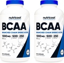 Nutricost BCAA 1000mg, 500 kapsler (250 Serv), 2: 1: 1 Forgrenet kæde Aminosyrer (500mg L-Leucin, 250 mg L-Isoleucin og L-Valine) (2 flasker)