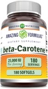 Amazing Formulas Beta-Carotene Supplement | 25000 IU per Serving | 180 Softgels | Non-GMO | Gluten-Free | Made in USA