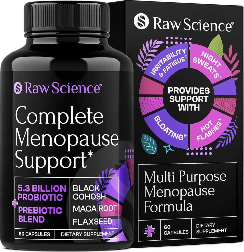 Menopause Kohosh til kvinder - Black Cohosh til menopause Hot Flashes, Night Sweats & Hormone Balance med DIM, Vitex, Dong Quai, Red Clover - Komplet menopause Support Vaginal Sundhed, 60 kapsler