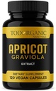 Todoorganiske abrikos & Soursop Graviola Extract 1000mg - 120 Veganske kapsler - Naturlig immun- og hudstøtte - non-GMO, Gluten Free, 10: 1 Fruit Extract Supplement
