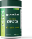 Green First PRO Phytonutrient Capsules - 30 Servering - 54 Antioxidant Superfoods, Organic Fruits & Grøntsager - Prebiotika, Probiotika & fordøjelsesenzymer - Dairy & Wheat- Free, Non- GMO - 180 Kapsler
