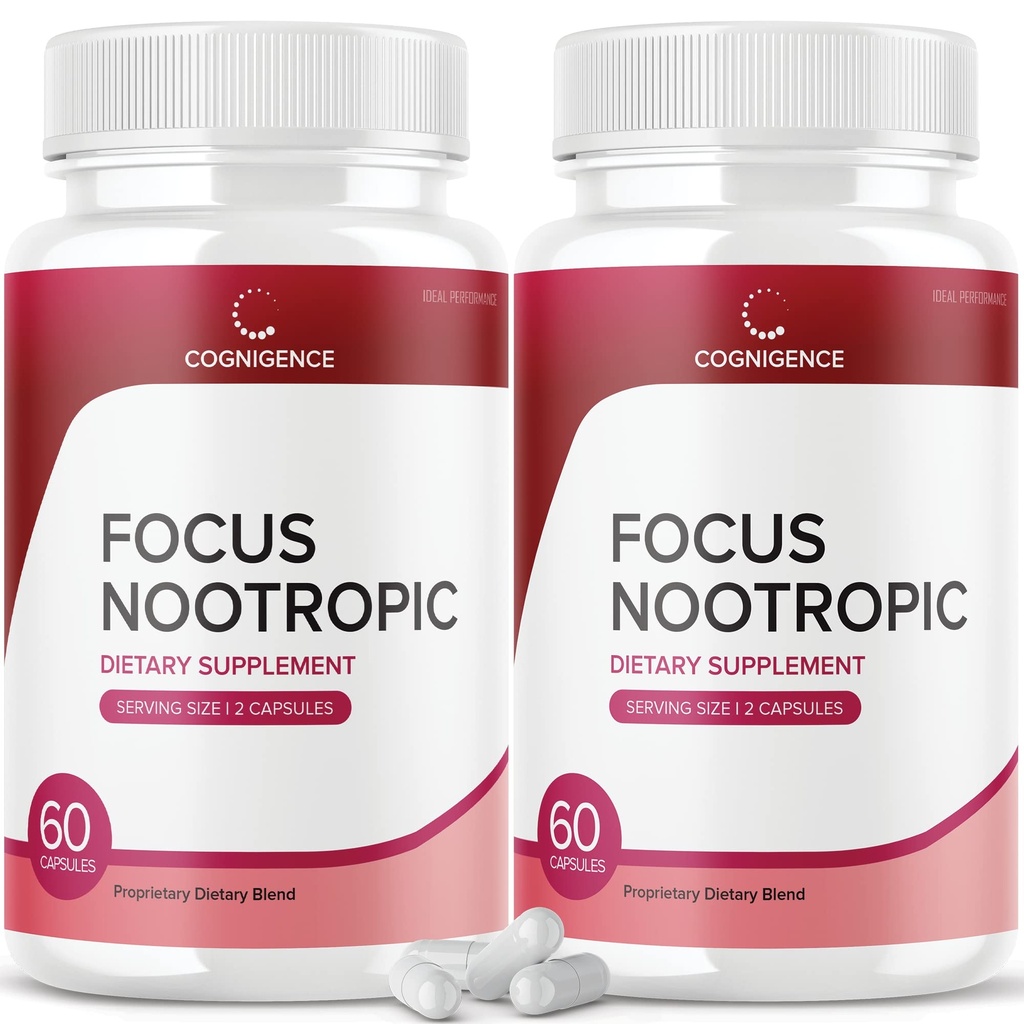 IDEAL PERFORMANCE (2 Pack) Cognigence Focus Nootropic Memory Booster Supplement Pills (120 Capsules)