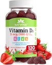 D3- vitamin Gummies til børn - D-vitamin 1000 IE Pectin Gummy - Strawberry Flavored - Bone Health and immun Support - Non-GMO, Gluten Free, Vegan, Nut & Dairy Free - 120 Greve (Pakning med 1)