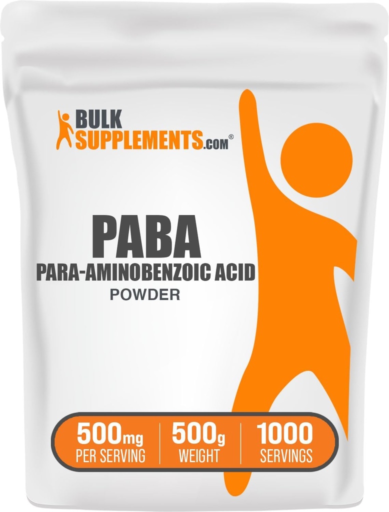 BulkSupplements.com PABA Powder - para Aminobenzoic Acid, PABA Supplement for Wellness - Vegan & Gluten Free, 500mg per Serving, 500g (1.1 lbs) (Pack of 1)
