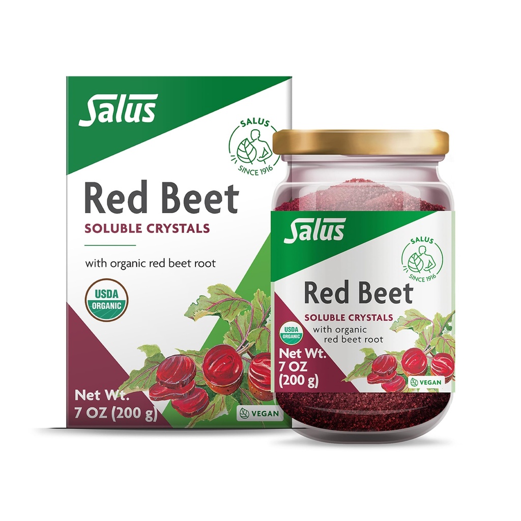 Salus Red Beet krystaller - Organic Nutritional Beet Root Powder Mix - Superfood Powder Supplement med C-vitamin, Folate, Magnesium & Kalium - 7 oz