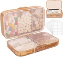 FEST Weekly Pill Organizer med etiketter, 8 Compartments Travel Daily Pill Case lufttæt Fugtfast Stor Pill Box til at holde vitaminer, fiskeolie, kosttilskud, bomuld swab og Bandages- Brown