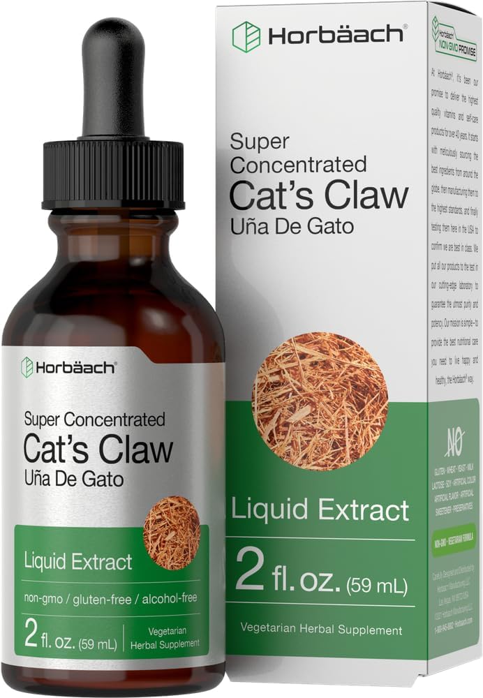 Horbäach Cats Claw Herb Extract Tincture Yep 124; 2 Fl Oz Yep 124; Alkohol Free Yep 124; Vegetar, Non- GMO, Gluten Free Liquid
