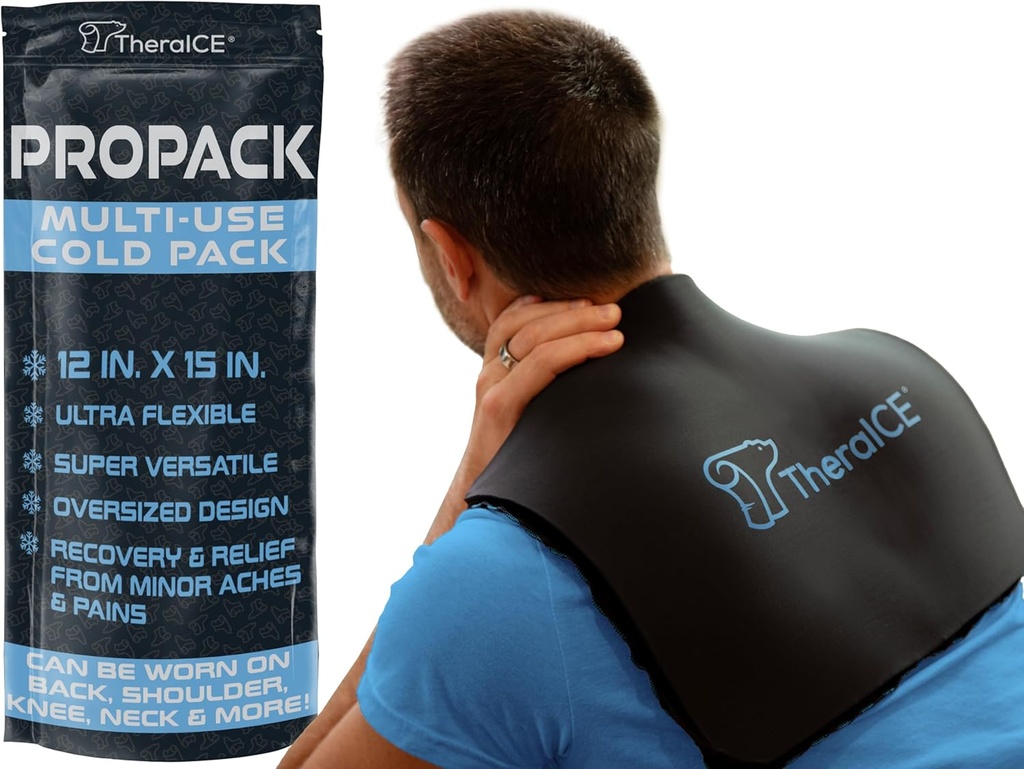 Theraice Propack Cold Therapy Genanvendelige Cold Gel Ice Pack - Ekstra stor 12x15 - Great for Muscular Rygsmerter, Skulder, Hip Knee - Overdimensioneret Multipurpose Cold Icepack til Mindre Aches & Pains