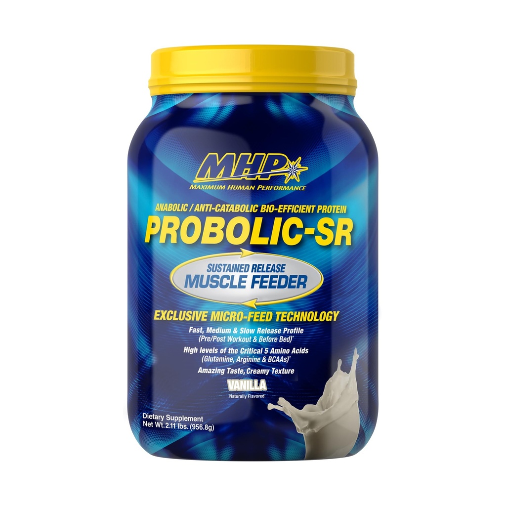 Maksimum Human Performance Probolic- SR Vedvarende frigivelse Protein Powder, 24g Protein, BCAA, Glutamin, Arginin, Pre- Workout, Post- Workout, Nighttime Protein, 2lbs, 26 Servere, Vanilla