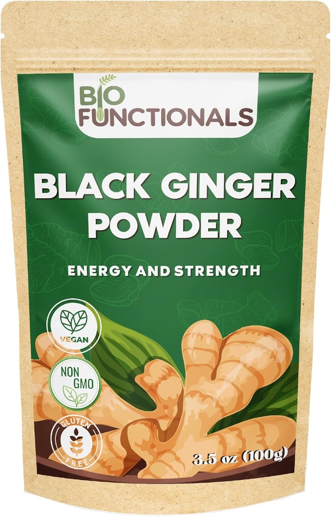 Sort ingefær Pulver (3.5 Oz) Thai Black ingefær Pulver Kaempferia Parvifora. Fremmer energi & Stamina
