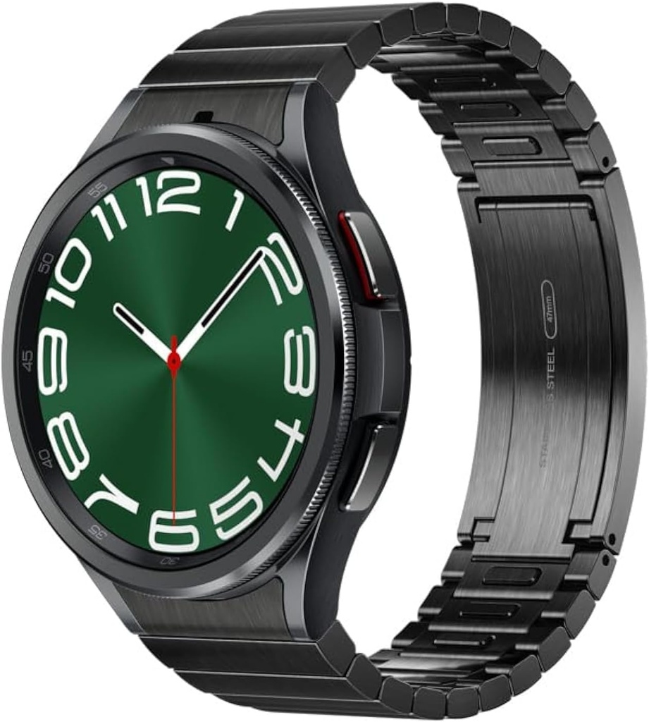 SAMSUNG Galaxy ur 6 Bespoke Edition 47mm Eksklusiv Bluetooth Smartwatch, Sundhed, Fitness, Sove, Heart Rate Tracker, Forbedret batteri, Safir Crystal Glass, US version, Link armbånd Band, sort