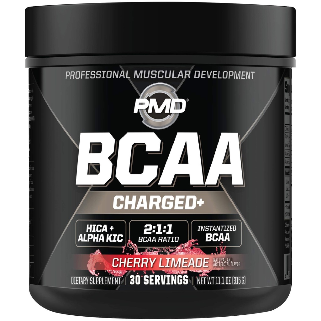 PMD Sports BCAA Charged Delicious Amino Acid Drink Mix for Performance, Recovery, Endurance og Hydration - Øge muskel funktion til træning og daglig energi - Cherry Limeade (30 Serveringer)