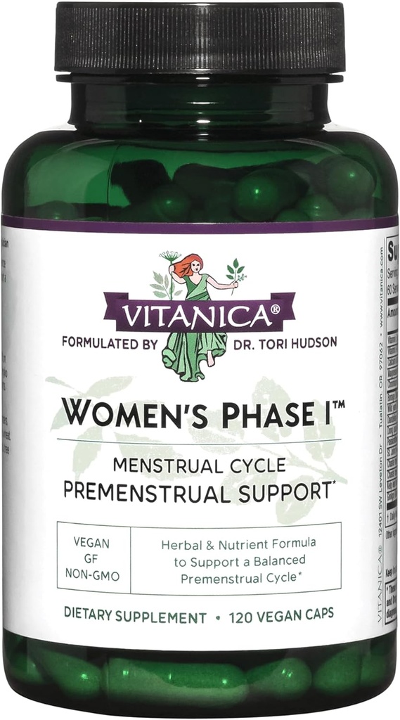 Vitanica Kvinder Fase I, Premenstrual Support, Vegan, 120 Kapsler