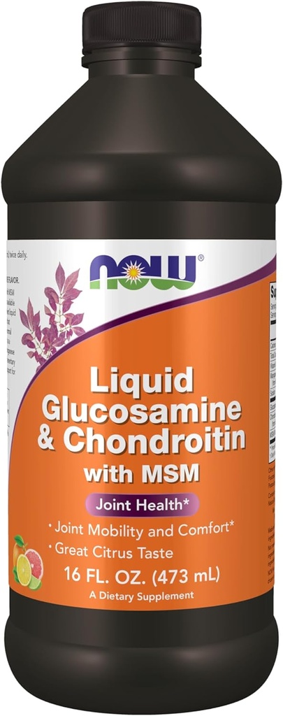 NOW Supplements, Glucosamine & Chondroitin with MSM, Liquid, Joint Health, Mobility and Comfort*, 16-Ounce
